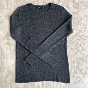 Eileen Fisher 100% Merino Wool Charcoal Gray Ribbed Long Sleeve Knit Size XS
